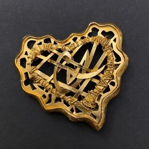 Signed Vintage Christian Lacroix Monagram Heart Brooch